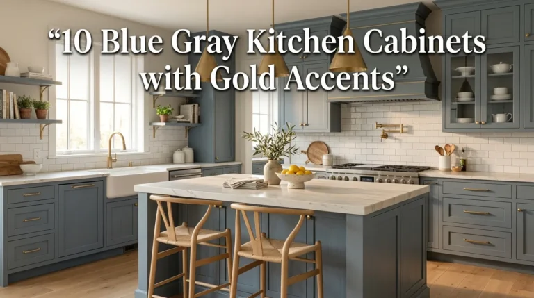 10 Blue Gray Kitchen Cabinets with Gold Accents