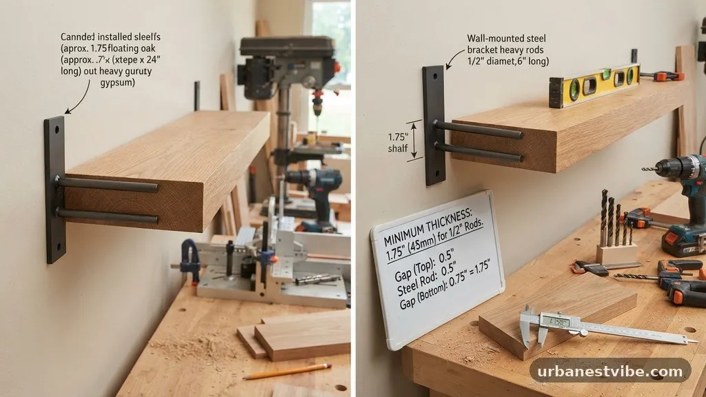 Avoiding Common Drilling Mistakes - Minimum Wood Shelf Thickness Needed to Conceal Internal Steel Rods