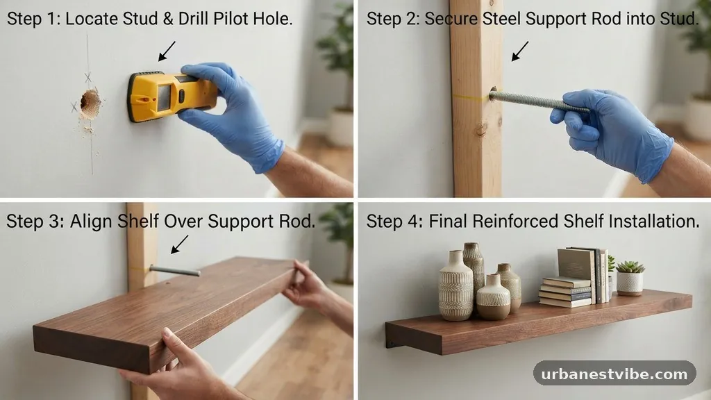 Installing a Center Support Rod - How Long Can a Floating Shelf Be Before It Needs a Center Support Rod?