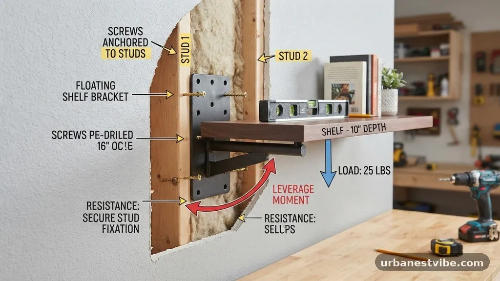 Managing Shelf Depth and Leverage - Does Every Floating Shelf Bracket Need to Hit at Least Two Wall Studs?