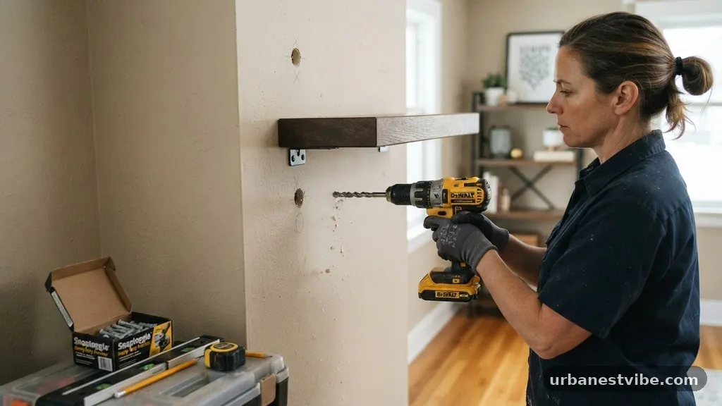 Step Two: Preparing the Mounting Holes - Can Heavy Floating Shelves Be Anchored Safely into Hollow Drywall Alone?