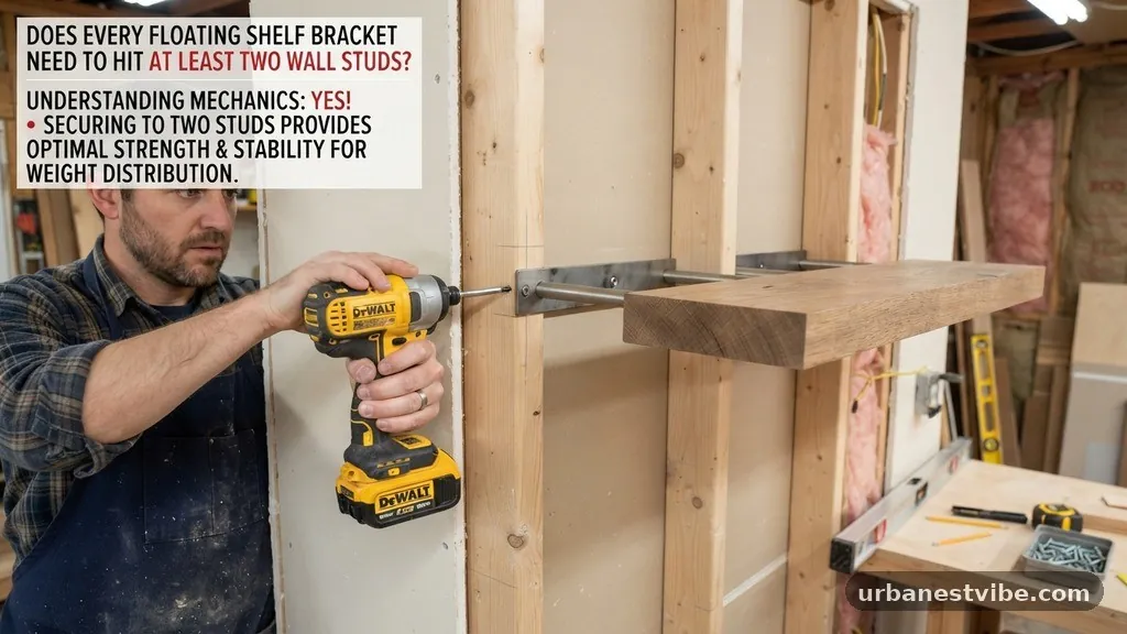 Understanding the Mechanics of Floating Shelf Support - Does Every Floating Shelf Bracket Need to Hit at Least Two Wall Studs?