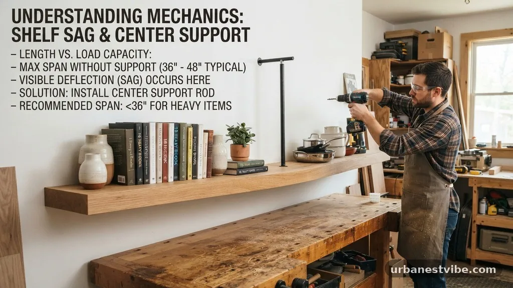 Understanding the Mechanics of Shelf Sag - How Long Can a Floating Shelf Be Before It Needs a Center Support Rod?